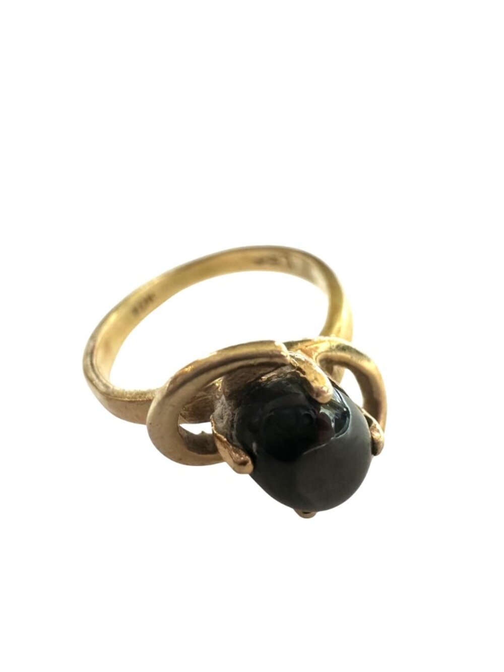 Vintage 10k Gold Ring With Dark Sapphire Oval Design Size 6 - Picture 2 of 7